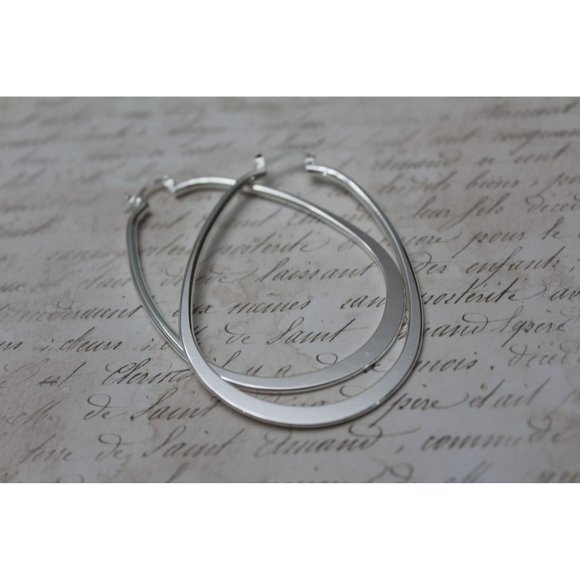 New Very Large Oval Hoop Earrings Sterling Silver 925 E80 - Picture 5 of 5
